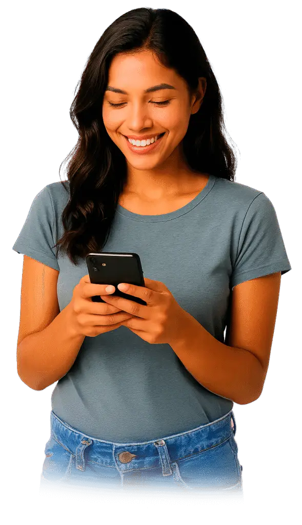 joven mira su celular